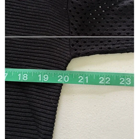 Women Black Open Knit Sweater Strappy Back Lightweight Long Sleeve Top Size Med - Picture 8 of 9